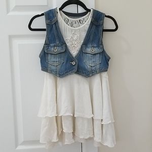 Cropped denim vest